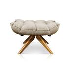 Puff Giratório Costela Suede Bege Base Madeira Ma25 D´rossi