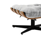 Puff Giratório Costela Suede Cinza Base Cromada Preto - D'ros