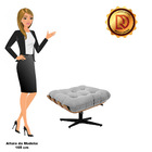 Puff Giratório Costela Suede Cinza Base Cromada Preto - D'ros