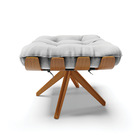 Puff Giratório Costela Suede Cinza Base Madeira Ma30 - D'rossi