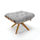 Puff Giratório Costela Suede Cinza Base Madeira Ma30 - D'rossi