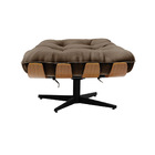 Puff Giratório Costela Suede Marrom Base Cromada Preto - D'ro