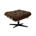 Puff Giratório Costela Suede Marrom Base Cromada Preto - D'ro