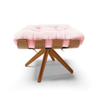 Puff Giratório Costela Suede Rosa Bebê Base Madeira Ma30 - D'