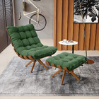 Puff Giratório Costela Suede Verde Base Madeira Ma30 - D'rossi