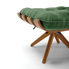 Puff Giratório Costela Suede Verde Base Madeira Ma30 - D'rossi