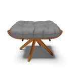 Puff Giratório Costela Veludo Grafite A131 Luxo Base Madeira