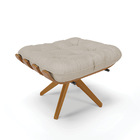 Puff Giratório Costela Veludo Prata A130 Luxo Base Madeira Ma