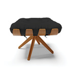 Puff Giratório Costela Veludo Preto Base Madeira Ma30 - D'ros