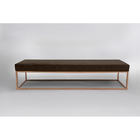 Puff Giulia 100cm Sfn Veludo Marrom Requadro Bronze