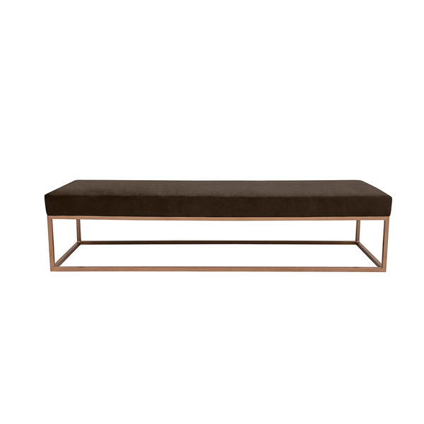 Puff Giulia 100cm Sfn Veludo Marrom Requadro Bronze