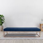 Puff Giulia Para Sala De Estar 100cm Azul/ Dourado