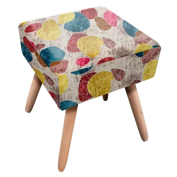 Puff Ibiza Quadrado Estampado Paletas Coloridas D60 Pés Palit