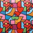 Puff Ibiza Quadrado Estampado Romero Britto D15 Pés Palito Na