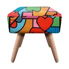 Puff Ibiza Quadrado Estampado Romero Britto D15 Pés Palito Na