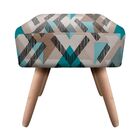 Puff Ibiza Quadrado Estampado Traçado Azul Turquesa D33 Pés P