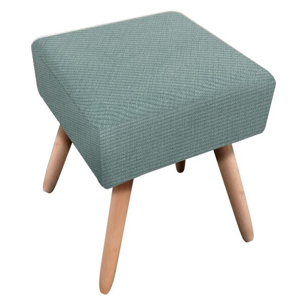 Puff Ibiza Quadrado Linho Verde A22 Pés Palito Natural D'rossi