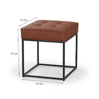 Puff Industrial Croata Quadrado Em Couro Para Sala- Caramelo