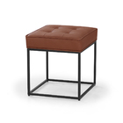 Puff Industrial Croata Quadrado Em Couro Para Sala- Caramelo