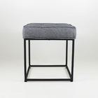 Puff Industrial Croata Quadrado Em Linho Para Sala - Cinza