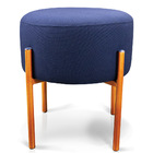 Puff Iron Linho Azul Marinho A77 Base Metálica Cobre - D'rossi