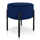 Puff Iron Suede Azul Marinho Base Preto Palito