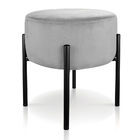 Puff Iron Suede Cinza Base Preto Palito