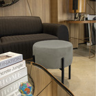 Puff Iron Suede Marrom Rato Base Preto Palito