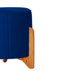 Puff Jade Suede Azul Marinho Pés De Madeira - Vallisa Decor