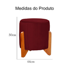 Puff Jade Suede Bordo Pés De Madeira - Vallisa Decor