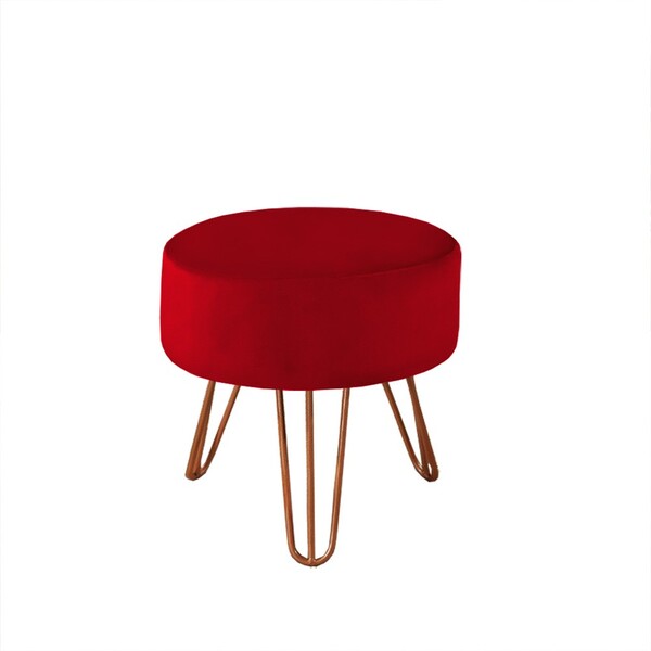 Puff Jaspe Pé Cobre Bisart Decor Vermelho