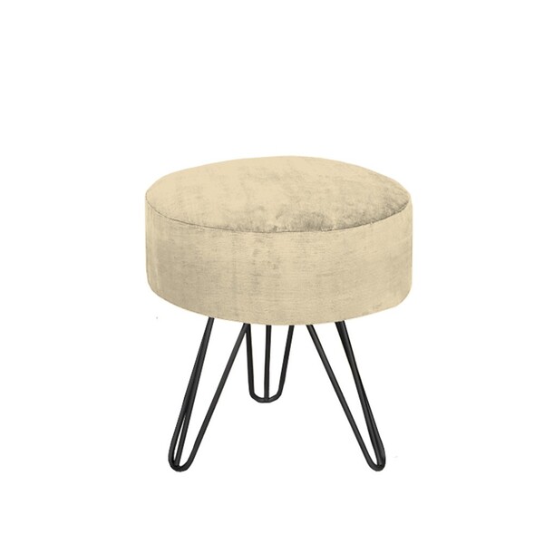 Puff Jaspe Pé Preto Bisart Decor Bege