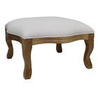 Puff King Entalhado Madeira Maciça Verniz Imbuia E Linho Bege