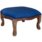 Puff King Entalhado Madeira Maciça Verniz Imbuia E Veludo Azul