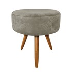 Puff Larissa Suede Marrom Rato Pés Palito De Madeira- D'rossi