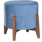 Puff Leblon Com Base De Madeira - Azul Claro