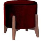 Puff Leblon Com Base De Madeira - Vermelho Escuro