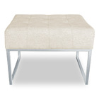 Puff Lisa Linho Base Metálica Industrial Prata - Pallazio - B