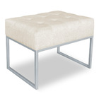 Puff Lisa Linho Base Metálica Industrial Prata - Pallazio - B