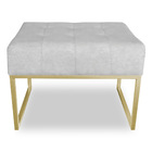 Puff Lisa Suede Base Metálica Industrial Dourado - Pallazio -