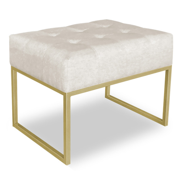 Puff Lisa Suede Base Metálica Industrial Dourado - Pallazio -