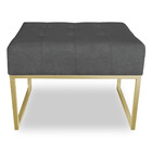 Puff Lisa Suede Base Metálica Industrial Dourado - Pallazio -
