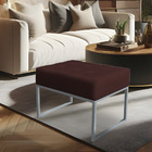 Puff Lisa Suede Base Metálica Industrial Prata - Pallazio - M