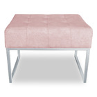 Puff Lisa Suede Base Metálica Industrial Prata - Pallazio - R