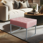 Puff Lisa Suede Base Metálica Industrial Prata - Pallazio - R