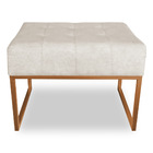 Puff Lisa Suede Bege Base Metálica Industrial Cobre - Pallazio