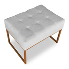 Puff Lisa Suede Cinza Base Metálica Industrial Cobre - Pallaz