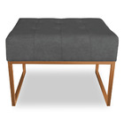Puff Lisa Suede Grafite Base Metálica Industrial Cobre - Pall