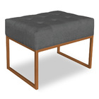 Puff Lisa Suede Grafite Base Metálica Industrial Cobre - Pall