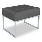 Puff Lisa Suede Grafite Base Metálica Industrial Prata - Pall